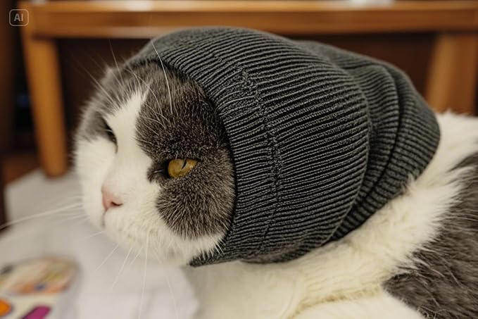 FDANDADE Cat Hematoma Ear Wrap, Pinpoint Mesh Anxiety Relief, Cat Bath Accessories for pet Grooming & Force Drying (Grey S)