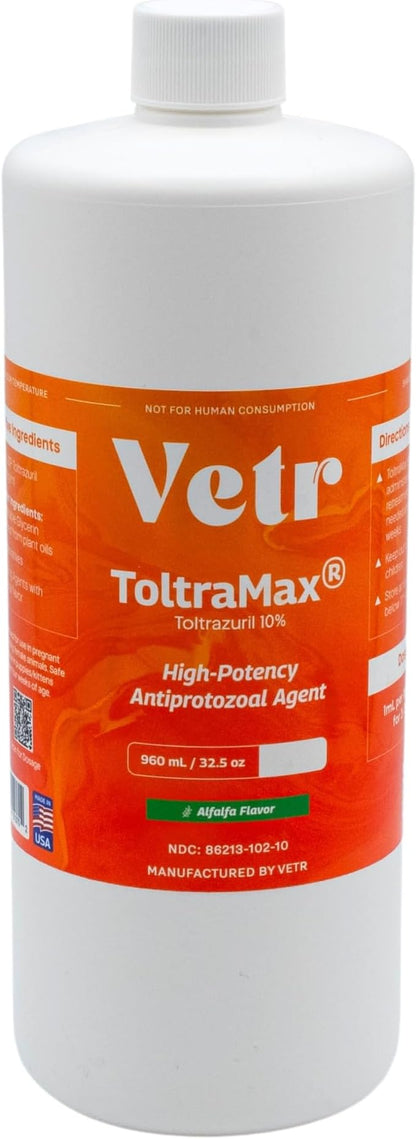 ToltraMax Toltrazuril 10.0% for Horses, Dogs, Cats, 960mL/32.4Ounce, for Non-Food Chain Animals, Alfalfa