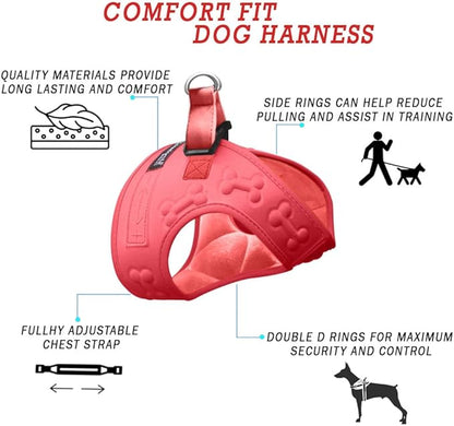 Comfort Fit All Weather Dog Harness No Pull Soft Padded Extra Comfort Step in Dog Harness with Adjustable Buckles Easy Control Vest Harness for Small Medium Large Dogs Inside Velvet Plush