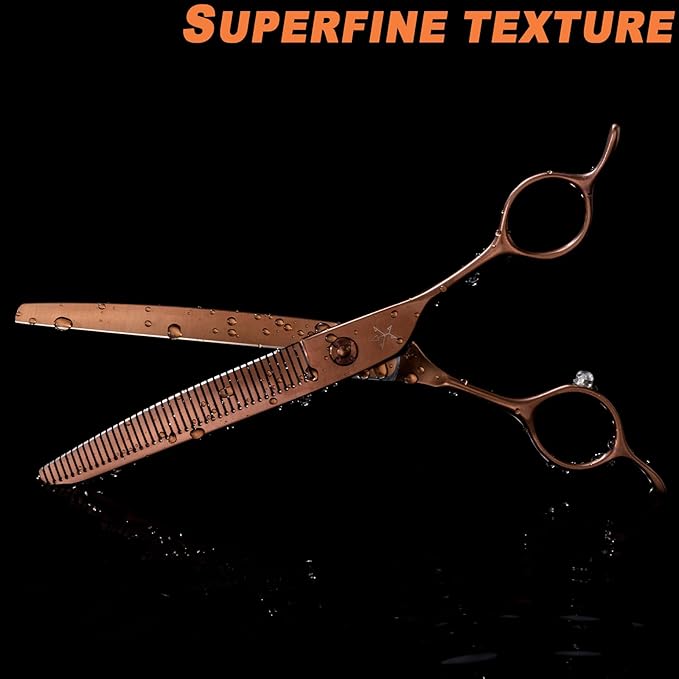 High-end Professional Dog Grooming Curved Thinning Scissors Teeth Blending Shears Pet Texturizing Thinner Blender Shears 7 Inch Extremely Very Sharp Made Of Stainless Steel Alloy For Dog Cat Groomer