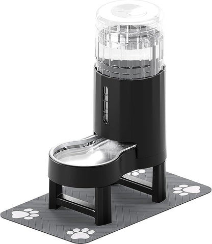 CZPET Elevated Dog Water Bowl Dispenser 8L with Mat for Large Dogs,Tall Raised Pet Waterer Stand,Relieve Neck Pressure,Large Capacity and Drinking Area Noise-Free for Pets (8L+Stand+Mat,Black)