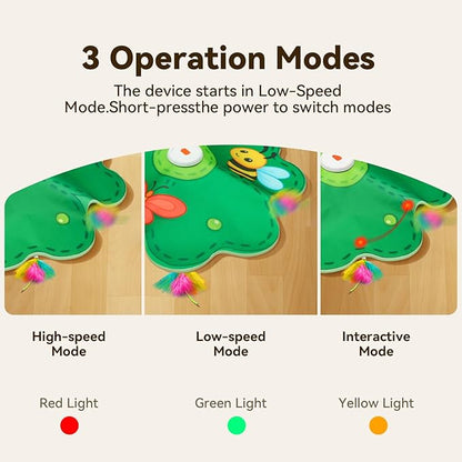 FEELNEEDY Rechargeable Cat Toys, 2 in 1 Hide and Seek Game Interactive Cat Toy, Movable LED Red Dot, Concealed Feathers, Durable Exercise Toys for Indoor Cats, Bored Adult Cats Wand Toy, Green