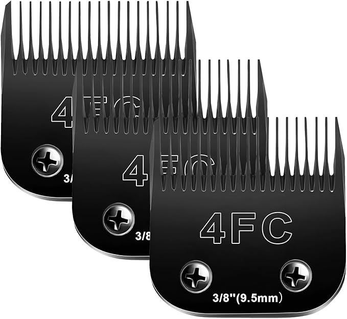 Audoc 4F Blades Dog Grooming Blades Compatible with Andis/Oster A5/Wahl KM-10 Series Dog Clippers,Detachable Clipper Replacement Blade,Black(4FC/3PCS)