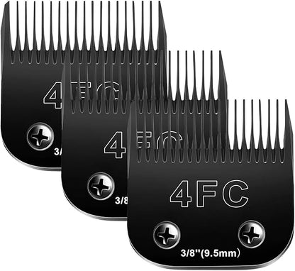 Audoc 4F Blades Dog Grooming Blades Compatible with Andis/Oster A5/Wahl KM-10 Series Dog Clippers,Detachable Clipper Replacement Blade,Black(4FC/3PCS)