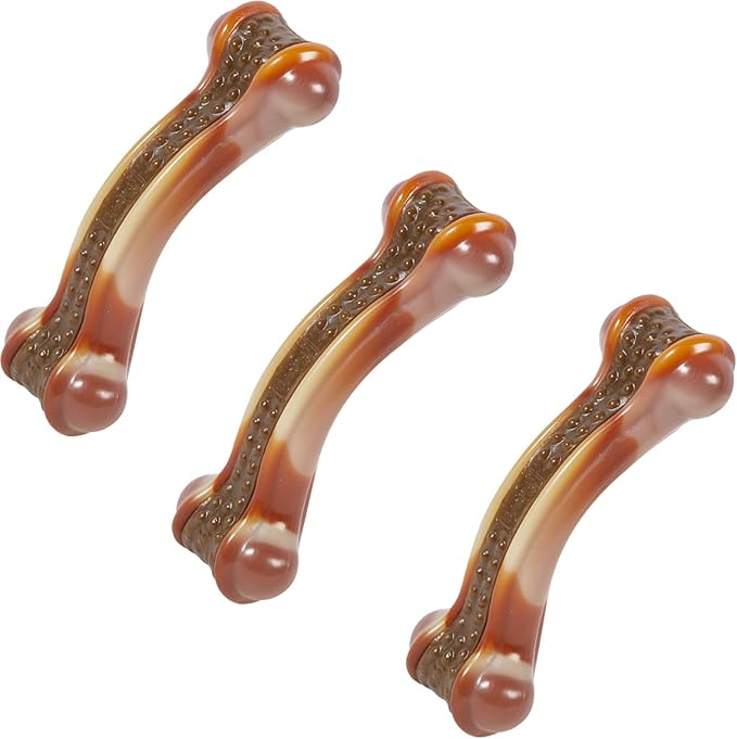 Dog Bones Chew Toys for Aggressive Chewers, 3 Pack Real Chicken Flavor,Indestructible Dog Teething Chew Toys for Large/Medium/Small Breed,Tough Toy with Durable Nylon