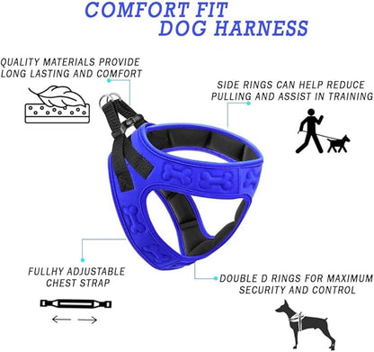 Comfort fit Step-in Dog & Puppy Harness - Comfortable All Weather Dog Vest Harness: Adjustable, Soft Padded, Easy to Put-on for Small, Medium-Sized Dogs.