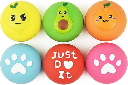 Pawdoer Squeaky Dog Toys, Soft Latex Rubber Squeaky Dog Ball for Small Dogs Puppies, Cute Bounce Squeak Toys Balls with Funny Cute Face