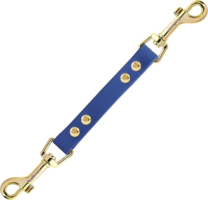 PetBonus Dog Collar Safety Clip, Waterproof Backup Safety Strap for Dog Harness to Prong Collar, Odor Proof Double Ended Clasp Leash Connector for Training Walking (Blue)