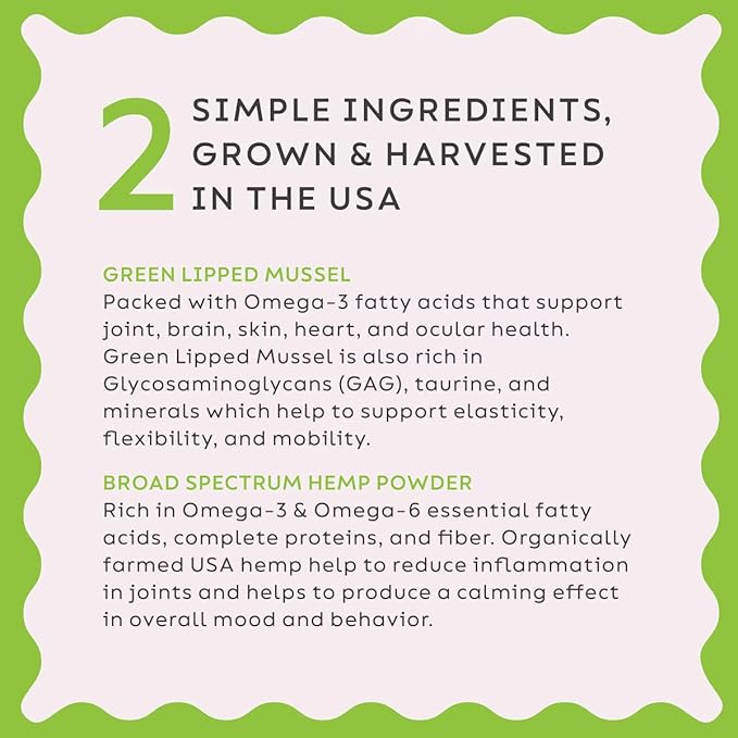 Super Snouts Hemp & Joint Chew for Dogs & Cats, 30 Chews (Up to 60 servings) – Made in USA Hip & Joint Supplement with Green Lipped Mussels, Hemp Helps Calms Joint Inflammation & Relief Joint Pain