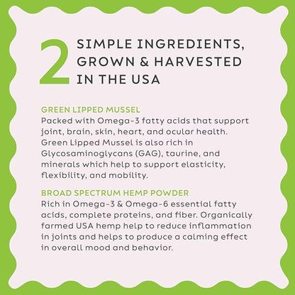 Super Snouts Hemp & Joint Chew for Dogs & Cats, 30 Chews (Up to 60 servings) – Made in USA Hip & Joint Supplement with Green Lipped Mussels, Hemp Helps Calms Joint Inflammation & Relief Joint Pain