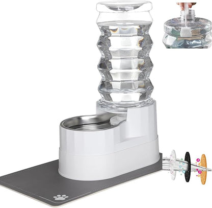 RIZZARI Automatic Pet Waterer, Gravity Stainless Steel Water Dispenser, 100% BPA-Free, Large Capacity Water Feeder for Cats and Small and Medium-Sized Dogs (8L, Bright White)