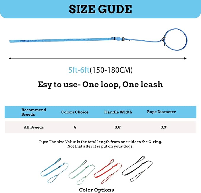 EVERKING Dog Slip Lead Dog Training Leash, No-Pull Slip Leash and Collar,Nylon Material Heavy-Duty and Durable,with Comfortable Padded Handle,Suitable for All Dogs (Blue(4.9-5.9FT-Metal Buckle))