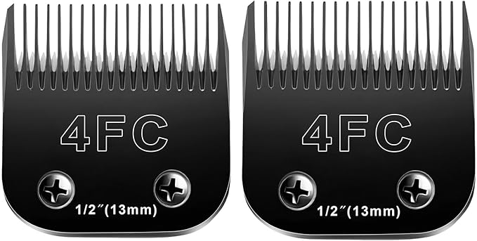 Audoc 4FC Blades Dog Grooming Blades Compatible with Andis/Oster A5/Wahl KM-10 Series Dog Clippers,Detachable Clipper Replacement Blade,Black(4FC/2PCS)