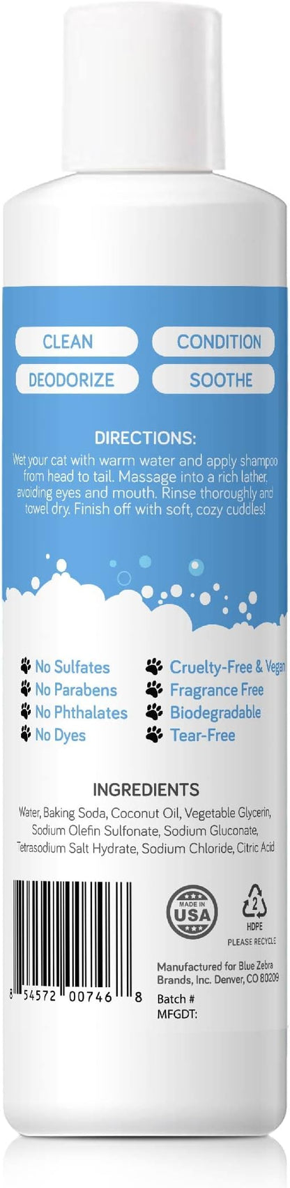 Mighty Meow Soothing Hypoallergenic Cat Shampoo – Easy at-Home Cat Grooming | Deodorizes | Gentle & Anti-Itch | Natural & Allergy-Safe Cat Shampoo Sensitive Skin – Fragrance Free | 9 fl oz