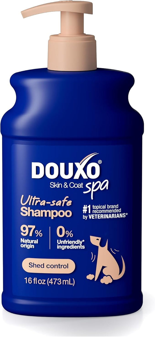 DOUXO® Skin & Coat SPA - Ultra-Safe Dog Shed Control Shampoo, 16 fl oz, Reduces Excessive Shedding, Cleans and Hydrates The Skin, Leaves The Coat Soft, Strengthened and Radiant