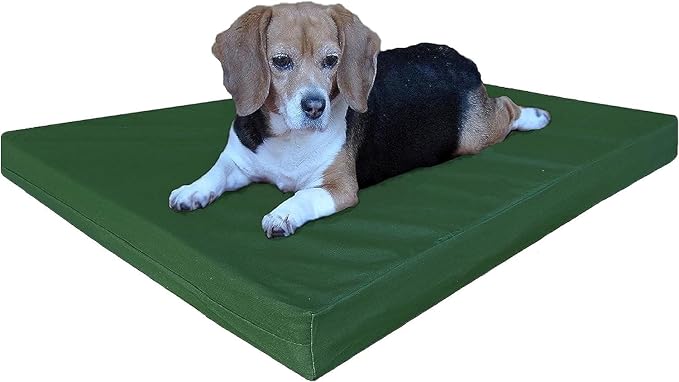 Dogbed4less Large Orthopedic Gel Infused Memory Foam Dog Bed, Waterproof Liner with Durable Canvas Cover, 41X27X4 Inch, Olive Green (Fit 42X28 Crate)