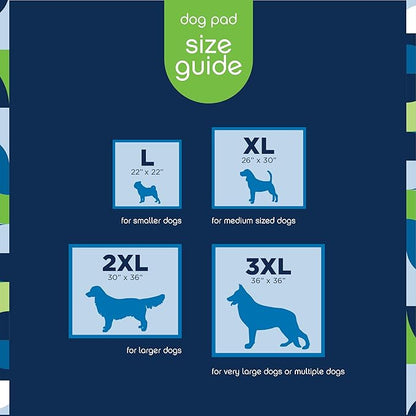 Pet Life Unlimited Smart Prints Extra Large Puppy Pads – 26" x 30", 50 Count (XL) | Stylish Dog Training Pads with Odor Controlling Wetness-Activated Sweet Bluegrass Scent | USA Made