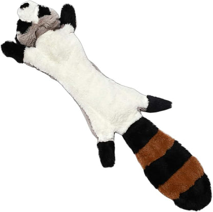 Sesyomr No Stuffing Dog Toys with Squeakers, Durable Stuffingless Plush Squeaky Dog Chew Toy Set,Crinkle Dog Toy for Medium and Large Dogs, 5 Pack（Squirrel Raccoon Fox Skunk and Penguin）, 24Inch
