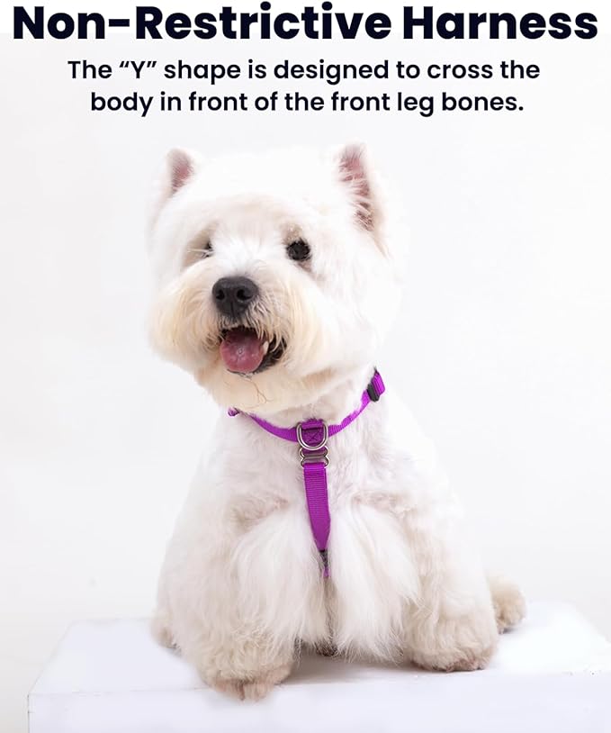 Non Restrictive No Pull Dog Harness, Neck Buckle Desgin, Lightweight Easy Walk Freedom Harness, Keep Balance, Sewn-in Instructions Labels for Easy Use, Small Dogs Chest(17-23inches) Purple