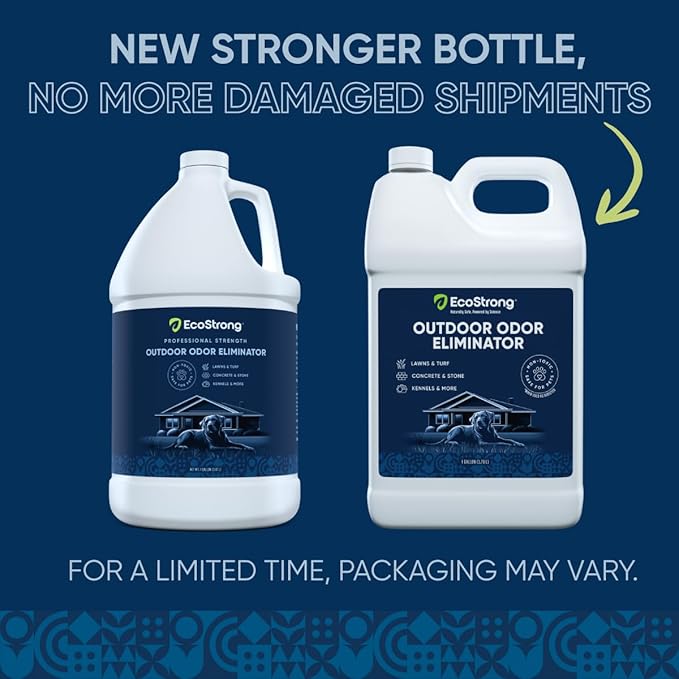Eco Strong Outdoor Odor Eliminator Outside Dog Urine Enzyme Cleaner Powerful Pet, Cat, Animal Scent Deodorizer | Professional Strength for Yard, Turf, Kennels, Patios, Decks (128 OZ)