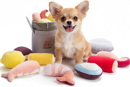 Nocciola 10 PCS Seafood Boil Small Dog Toys for Boredom, Crinkle Dog Squeaky Toys to Keep Them Busy, Plush Stuffed Puppy Toys for Small Medium Dogs