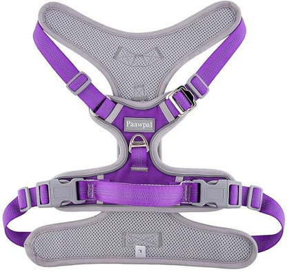 Paawpal Adjustable Dog Harness - No Pull, Reflective, Soft Padded for Small, Medium, Large Dogs - Includes Leash Purple XL