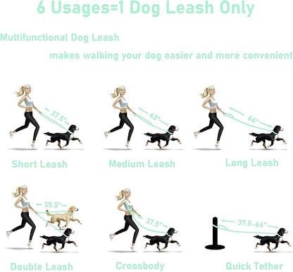 ZALER Dog Collar and Leash Set, Waterproof Adjustable Odor Proof Pet Collars Leashes Easy to Clean, 6FT Dog Leash with 2 Hooks for Large, Medium Small Dogs (S, Mint Green)