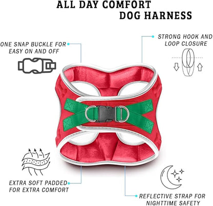 Comfort Fit Step-in Dog Harness All-Weather Dog & Puppy Harness Adjustable Extra Comfort Soft Padded No-Pull Vest for Small Medium Dogs Easy to Put On Secure Buckle Fit (Plush Both Side Velvet)