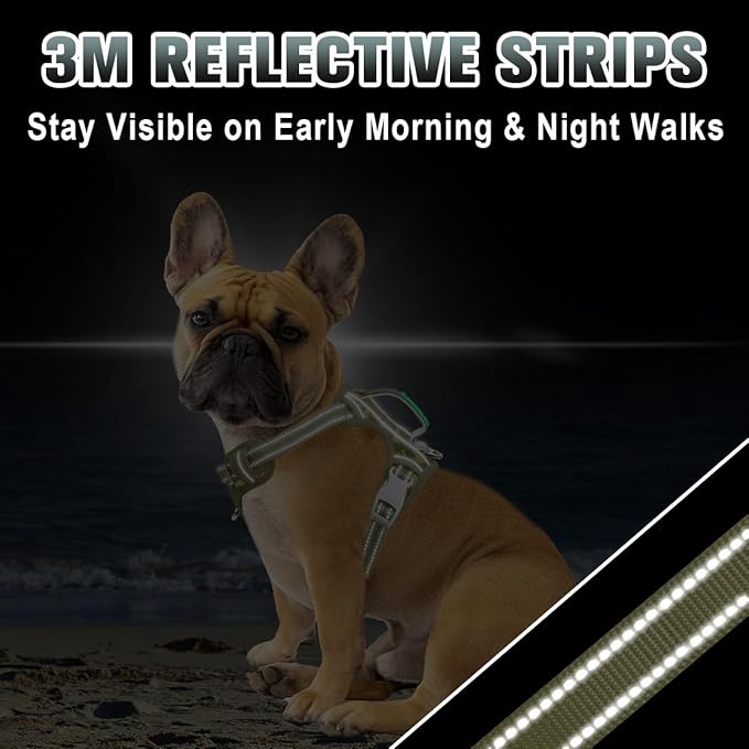 BARKBAY No Pull Dog Harness Large Reflective Dog Harness with Front Clip and Easy Control Handle for Walking Training Running with ID tag Pocket(Camo,XS)