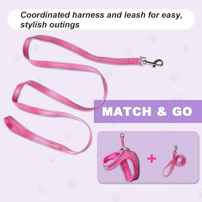 Cat Harness and Leash Set,Escape Proof Kitten Harness,Step in Adjustable Soft Lightweight,Easy Control,Reflective Strips Comfortable for Walking Travel(Pink,XXS)