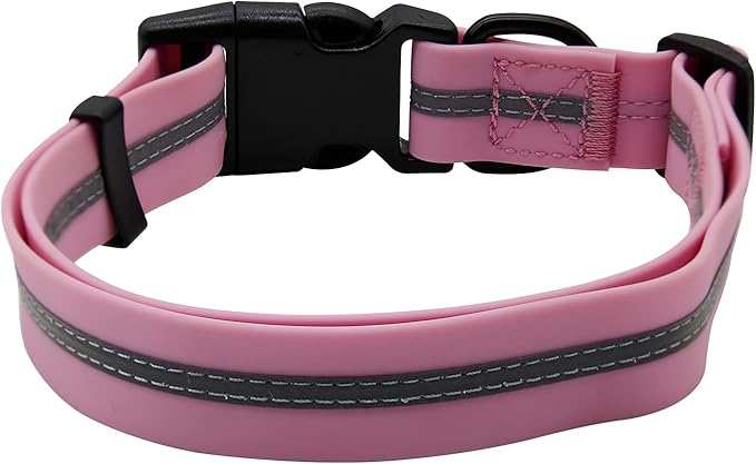 NIMBLE Dog Collar Waterproof Pet Collars Anti-Odor Durable Adjustable PVC & Polyester Soft with Reflective Cloth Stripe Basic Dog Collars S/M/L Sizes (Medium (11.81”-18.5”inches), Lavender)