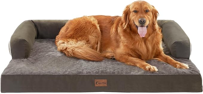 Casa Paw Orthopedic Dog Beds for Extra Large Dogs, Waterproof Egg Crate Foam XL Dog Bed with Sides 45x35Inch, Big Dogs Couch Beds with Removable Washable Cover and Nonskid Bottom, Dark Green