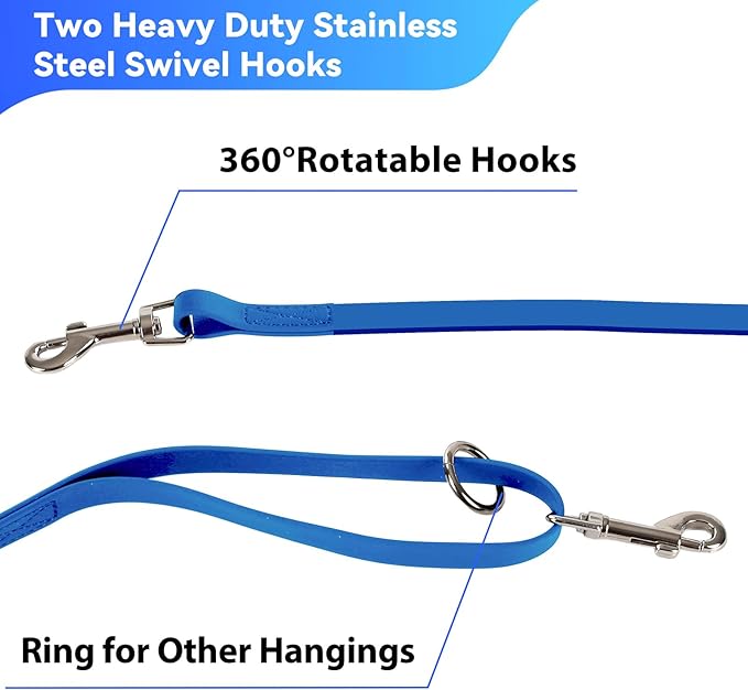 Waterproof Long Leash for Dogs Training 16FT/30FT/50FT, Long Dog Leash Heavy Duty Lead for Large Medium Small Dogs Outside Walking, Playing, Camping, or Yard(Blue 30FT)