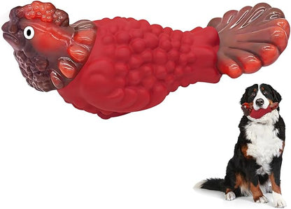 WinTour Tough Dog Toys for Aggressive Chewers, Durable and Indestructible Dog Toys to Keep Them Busy, Turkey Squeaky Chew Toys for Medium and Large Dogs, Red