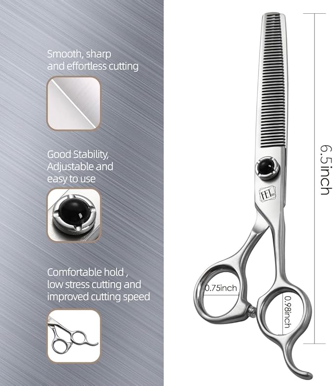 Fenice Totem Dog Grooming Scissors: 6.5 inch Pet Blender Shears Made Of Japanese 9CR Advanced Stainless Steel Professional Grooming Scissors for Dogs Cats and Other Pets
