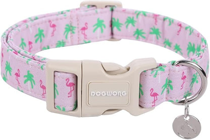 DOGWONG Cotton Dog Collar - Soft Natural Fabric Spring Summer Wedding Puppy Necklace for Small Medium Large Dogs