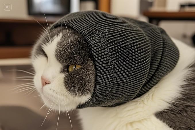 FDANDADE Cat Hematoma Ear Wrap, Pinpoint Mesh Anxiety Relief, Cat Bath Accessories for pet Grooming & Force Drying (Grey S)