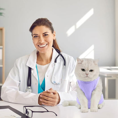 Avont Cat Recovery Suit - Kitten Onesie for Cats After Surgery, Cone of Shame Alternative Surgical Spay Suit for Female Cat, Post-Surgery or Skin Diseases Protection -Purple(L)