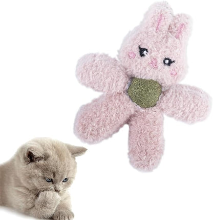 Gavpepy Cat Toys with Catnip Kitten Chew Bite Supplies Boredom Relief Fluffy Kitty Teeth Cleaning Chewing Cat Lovers Interactive Plush Gift (Rabbit)