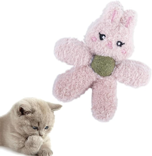 Gavpepy Cat Toys with Catnip Kitten Chew Bite Supplies Boredom Relief Fluffy Kitty Teeth Cleaning Chewing Cat Lovers Interactive Plush Gift (Rabbit)