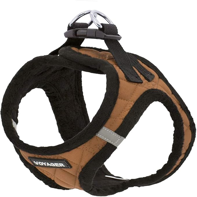 Best Pet Supplies - All Weather Plush, Reflective, No Pull Harness for Small, Medium Dogs, Cats - Secure with Hook & Loop Fastener, Buckle, Double D-Rings - Beige Plush, XL