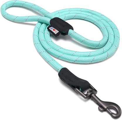 Pawtitas 6FT Training Dog Leash Durable Medium Rope Leash for Dogs Premium Quality Heavy Duty Rope Lead Strong and Comfortable - Teal Puppy Leash