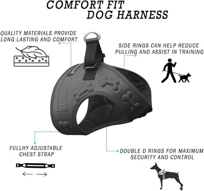 Comfort Fit Dog Harness No Pull No Escape Harness Adjustable Buckles Soft Padded Reflective Choke Step in Dog Vest with Easy Control Handle for Small Medium Large Dogs & Puppies