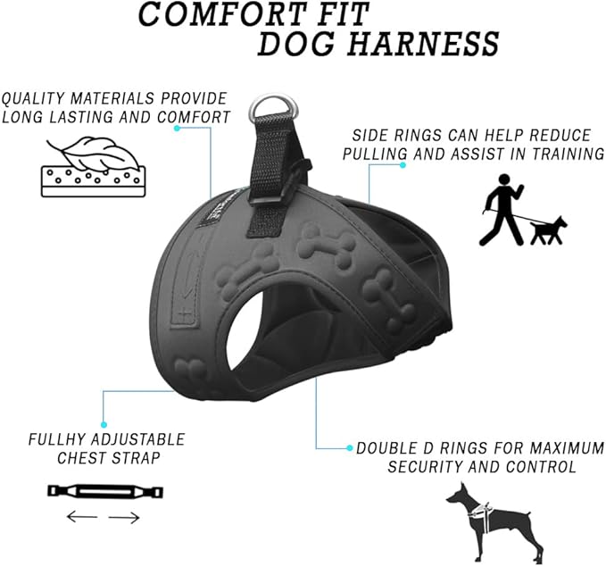 Comfort Fit Dog Harness No Pull No Escape Harness Adjustable Buckles Soft Padded Reflective Choke Step in Dog Vest with Easy Control Handle for Small Medium Large Dogs & Puppies