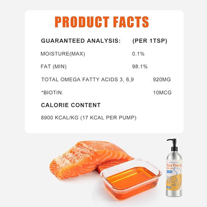 PurrfectPaws Wild Alaskan Omega-3 Blend Pollock + Salmon Oil for Dogs and Cats- Skin and Coat Support, Omega 3 Supplement for Pets, 16oz