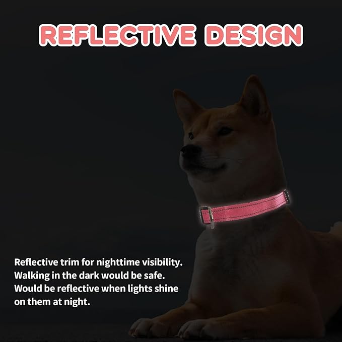 Roses&Poetry Pink Small Dog Collar and Leash Set, Puppy Reflective Leashes with Collars, Adjustable Durable Matching Collar Leash for Small Dogs Girl (Pink Gradient-XS)