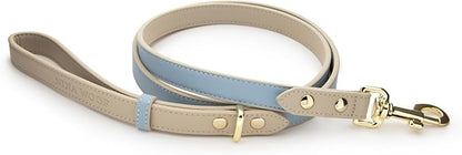 NINA WOOF Leather Dog Leash - Slim Leash with Reinforced Hardware, European Design, Blue, 4ft