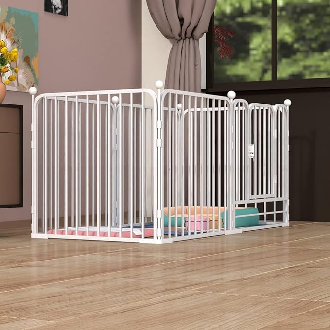 PEIPOOS Dog Pen Pet Playpen Panel Pen Bunny Fence Indoor Outdoor Fence Playpen Heavy Duty Exercise Pen Dog Crate Cage Kennel(White)