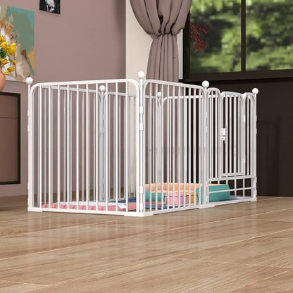 PEIPOOS Dog Pen Pet Playpen Panel Pen Bunny Fence Indoor Outdoor Fence Playpen Heavy Duty Exercise Pen Dog Crate Cage Kennel(White)