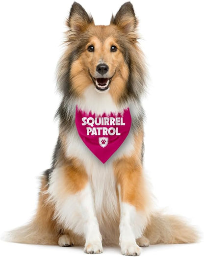 Squirrel Patrol Dog Bandana, Pink Dog Bandana, Funny Cute Dog Bandana, Pet Dog Triangle Scarf, Dog Bandana for Small Medium Large Dogs, Gift for Dog Lover (D21)